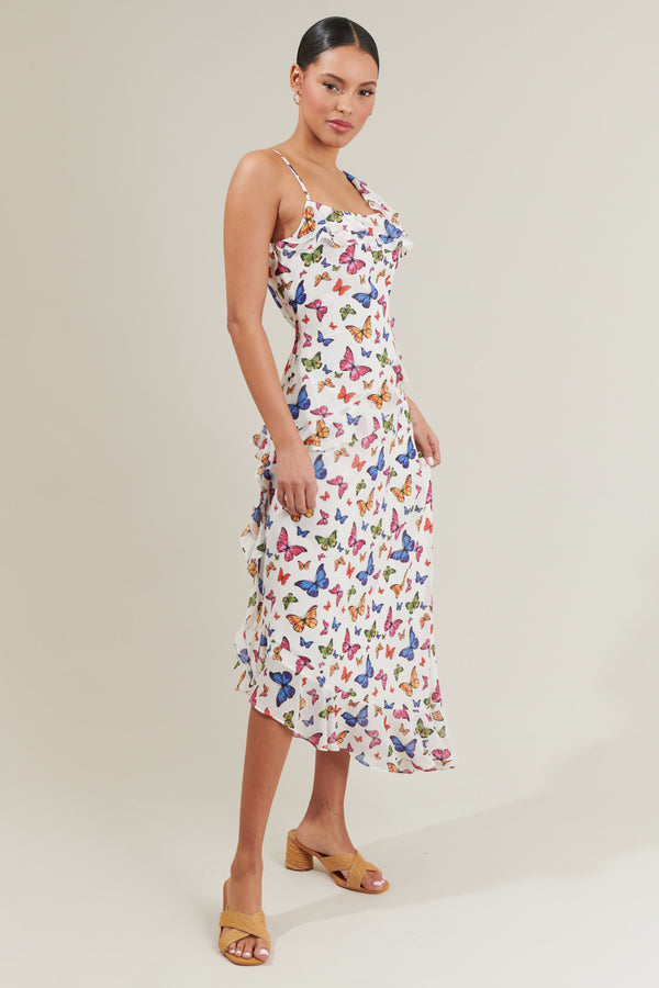 Sugarlips Bess Butterfly Asymmetrical Midi Dress