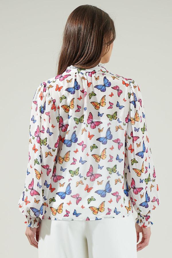 Sugarlips Bess Butterfly Long Sleeve Blouse