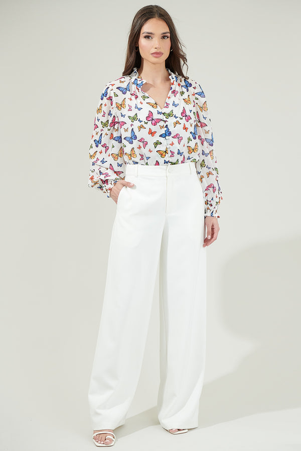 Sugarlips Bess Butterfly Long Sleeve Blouse
