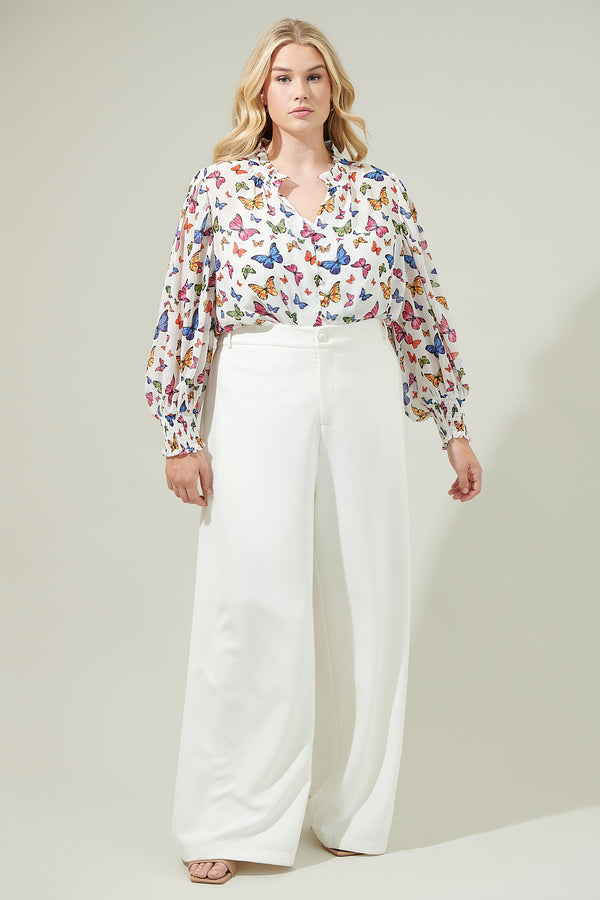 Sugarlips Bess Butterfly Long Sleeve Blouse Curve