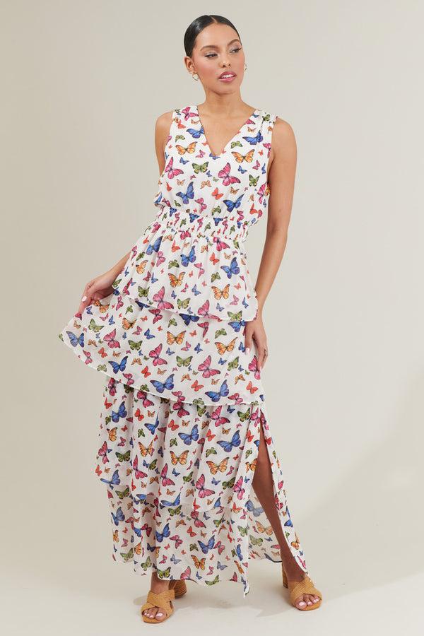 sugarlips Bess Butterfly Tiered Maxi Dress