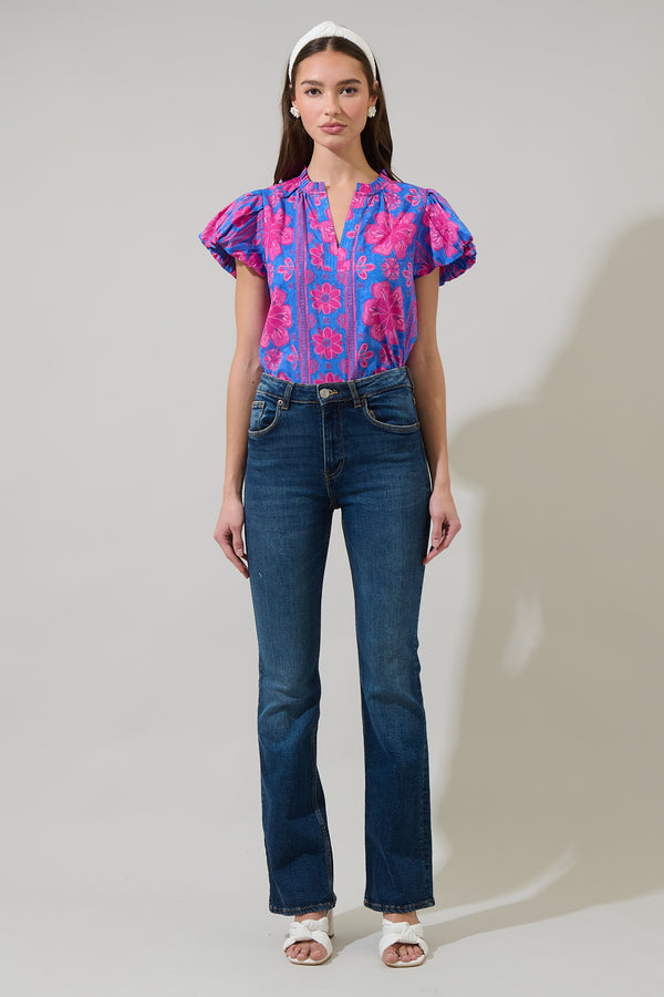 Sugarlips Bethel Floral Keni Split Neck Top