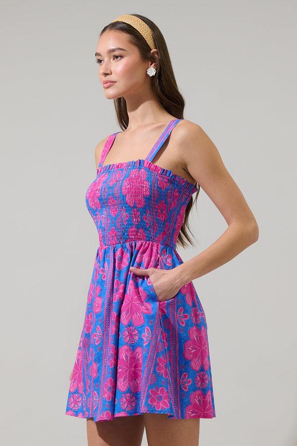 Sugarlips Bethel Floral Shelm Smocked Mini Dress