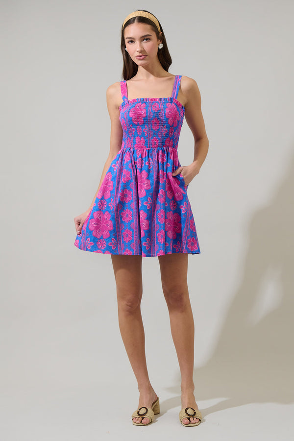 Sugarlips Bethel Floral Shelm Smocked Mini Dress