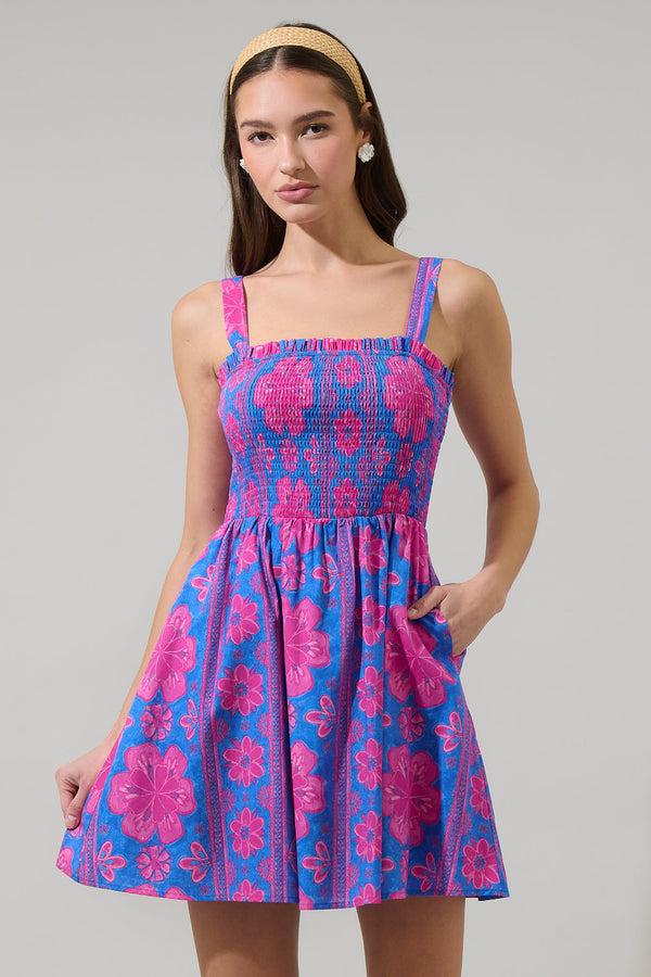 sugarlips Bethel Floral Shelm Smocked Mini Dress