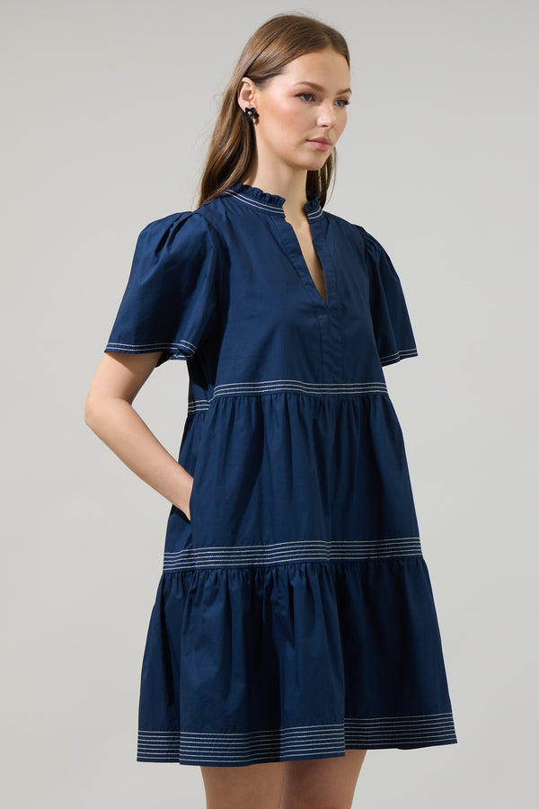 Sugarlips Betty Poplin Tiered Mini Dress