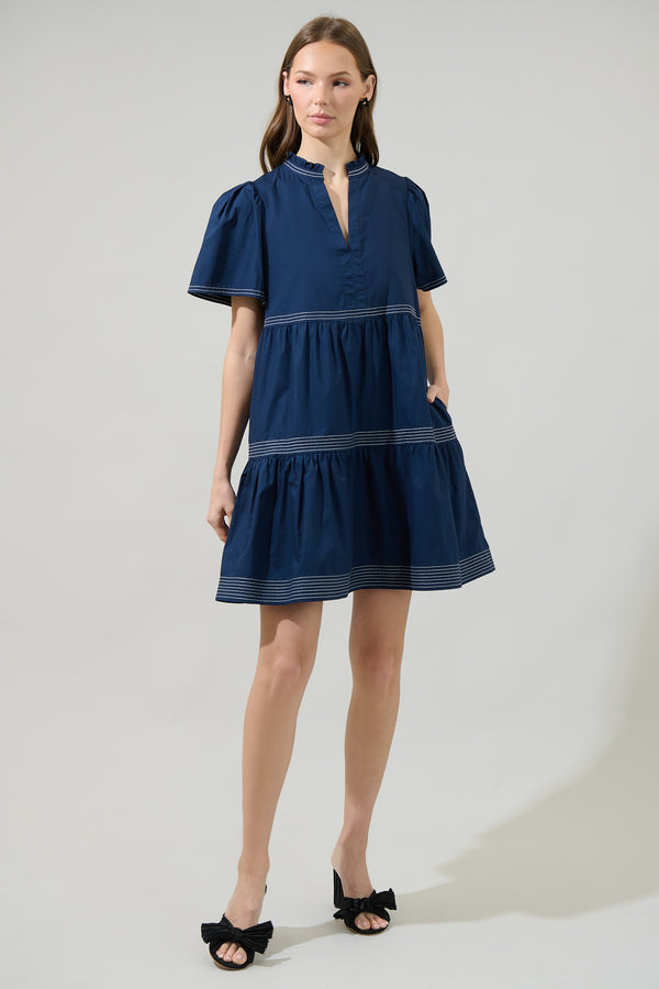 Sugarlips Betty Poplin Tiered Mini Dress