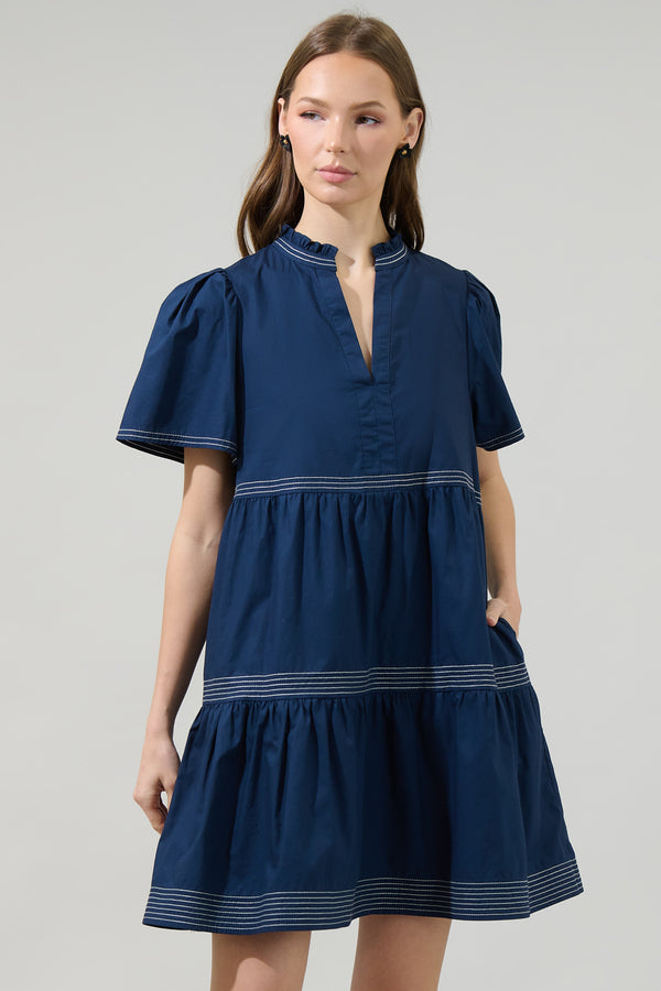 sugarlips Betty Poplin Tiered Mini Dress