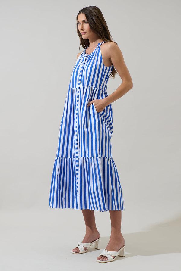 Sugarlips Bey Stripe Zelie Sleeveless Midi Dress