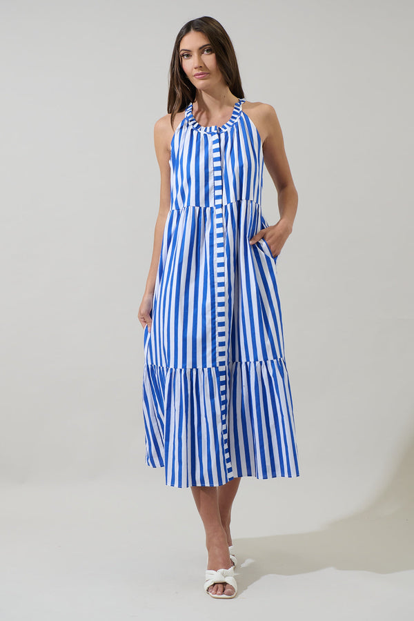 sugarlips Bey Stripe Zelie Sleeveless Midi Dress