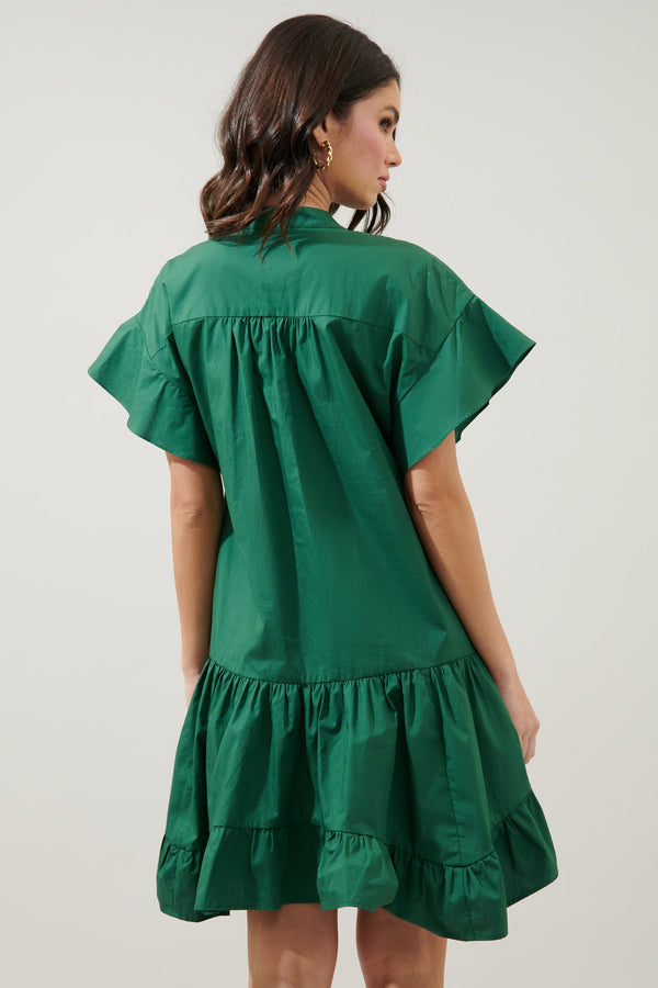 Sugarlips Birdie Deep V Mini Poplin Shift Dress