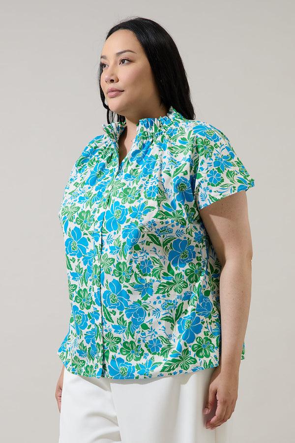 Sugarlips Bivore Floral Patma Mock Neck Top Curve