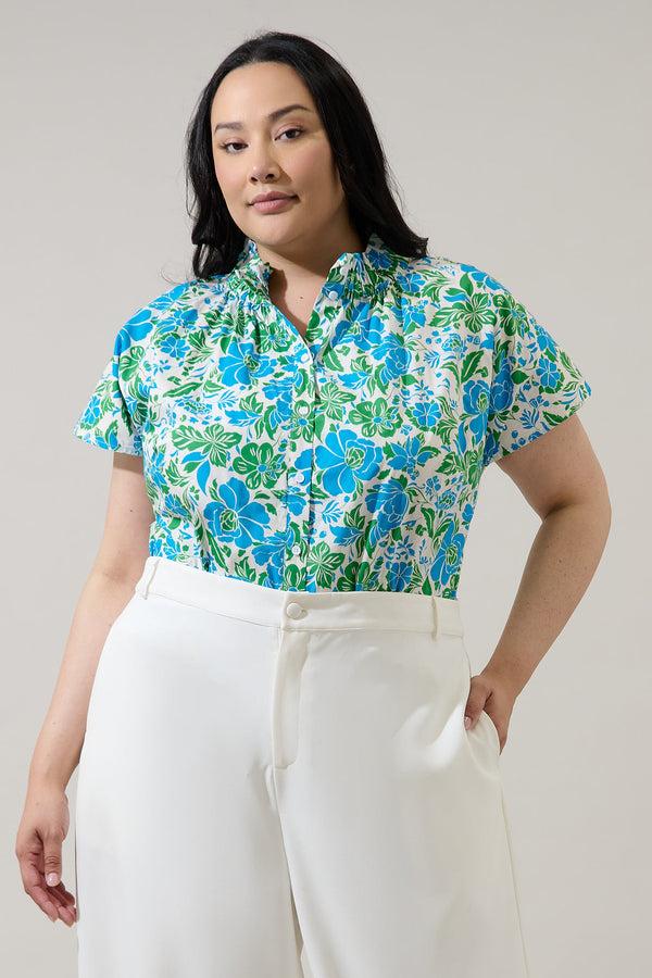 sugarlips Bivore Floral Patma Mock Neck Top Curve