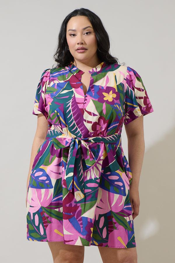 sugarlips Blain Tropics Ema Shift Mini Dress Curve