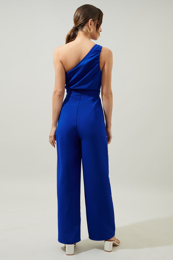 Sugarlips Blaine One Shoulder Ruched Jumpsuit