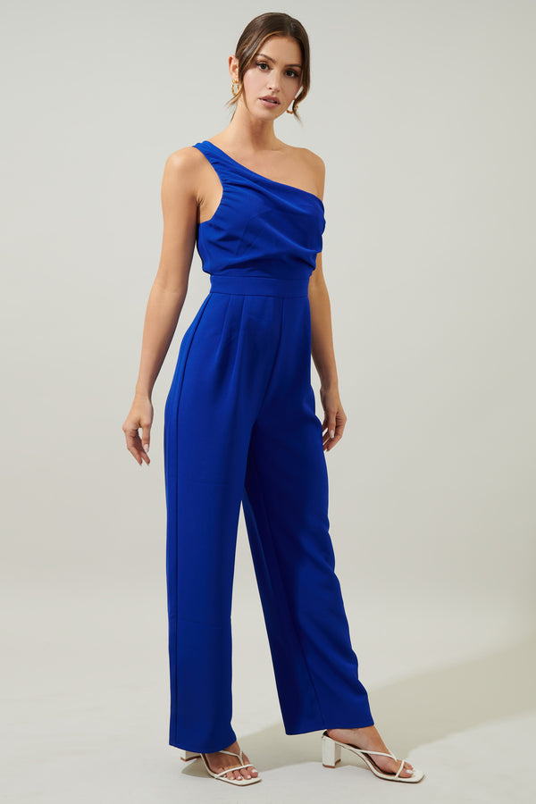 Sugarlips Blaine One Shoulder Ruched Jumpsuit