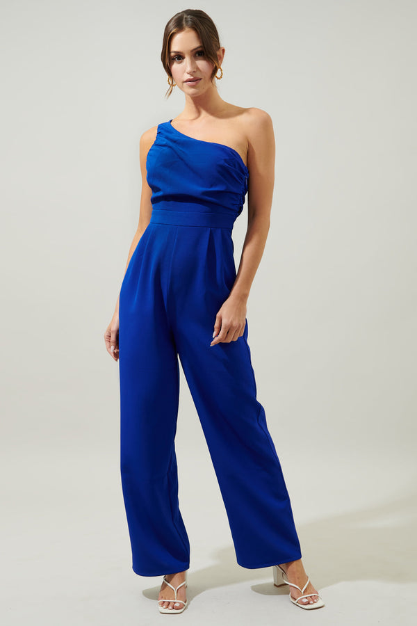 sugarlips Blaine One Shoulder Ruched Jumpsuit