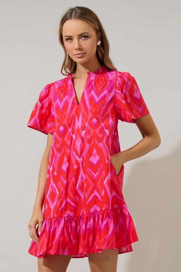 Sugarlips Blevin Ikat Celeste Mini Dress