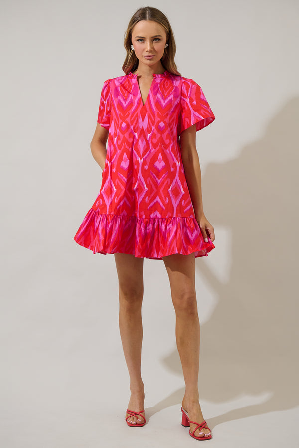 Sugarlips Blevin Ikat Celeste Mini Dress