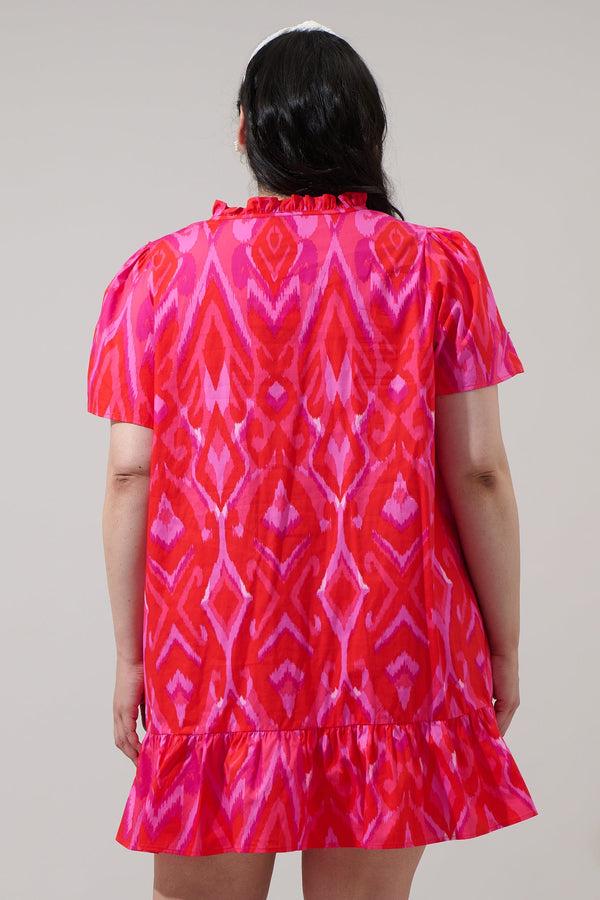 Sugarlips Blevin Ikat Celeste Mini Dress Curve