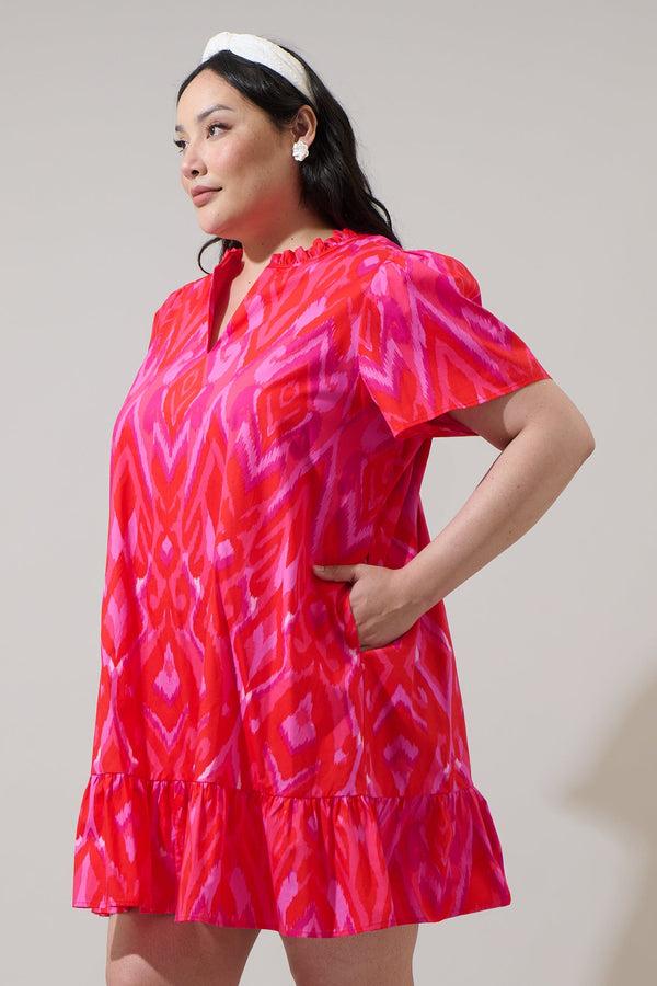 Sugarlips Blevin Ikat Celeste Mini Dress Curve