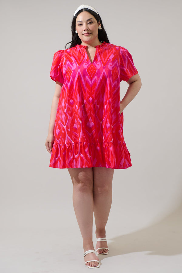 Sugarlips Blevin Ikat Celeste Mini Dress Curve