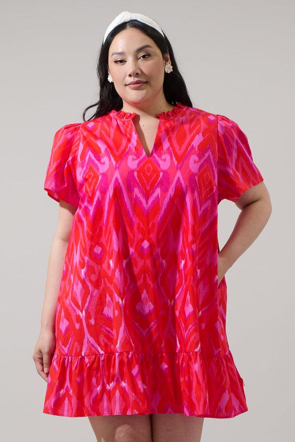 sugarlips Blevin Ikat Celeste Mini Dress Curve