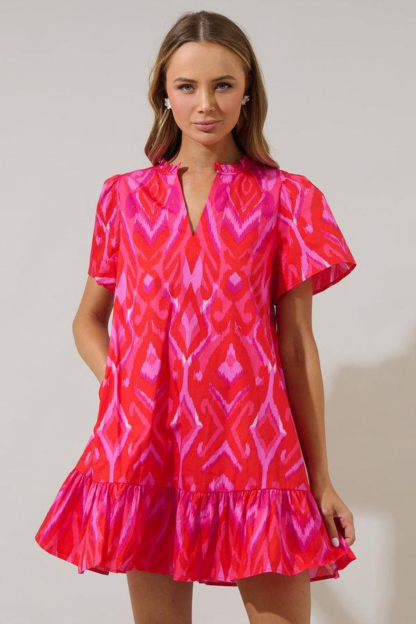 sugarlips Blevin Ikat Celeste Mini Dress