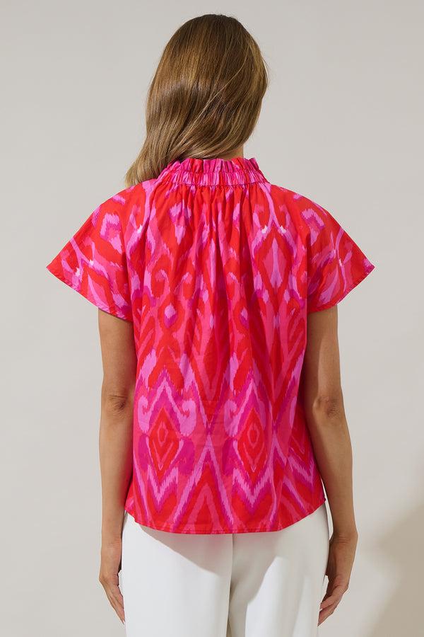 Sugarlips Blevin Ikat Patma Mock Neck Top