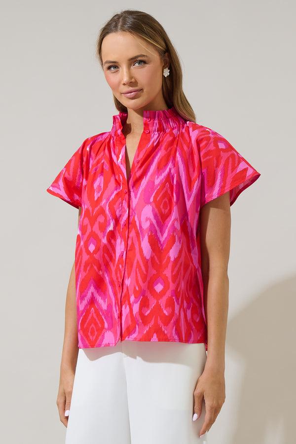Sugarlips Blevin Ikat Patma Mock Neck Top