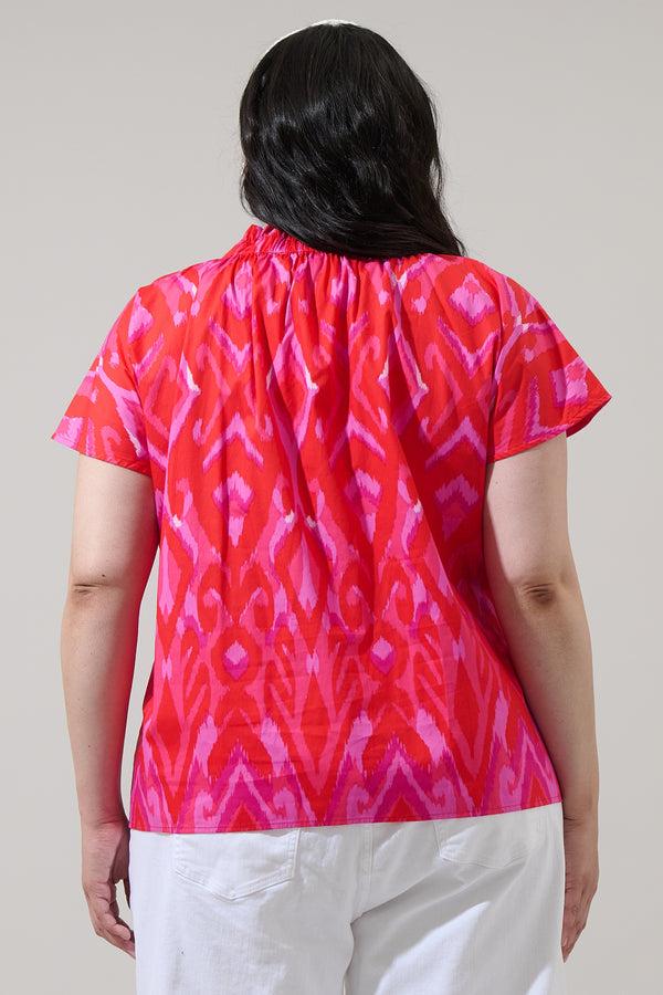 Sugarlips Blevin Ikat Patma Mock Neck Top Curve