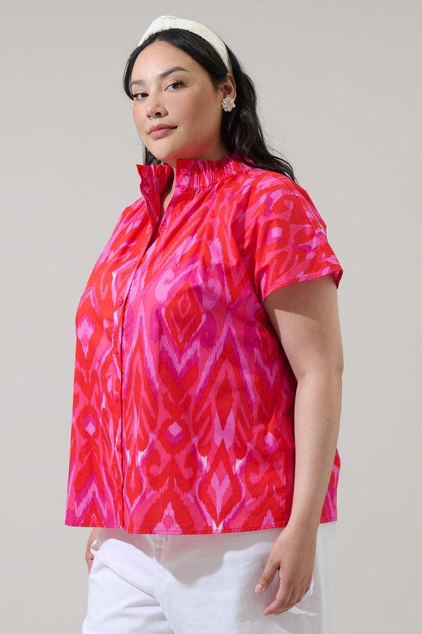 Sugarlips Blevin Ikat Patma Mock Neck Top Curve