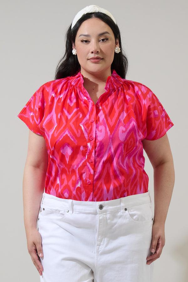 sugarlips Blevin Ikat Patma Mock Neck Top Curve