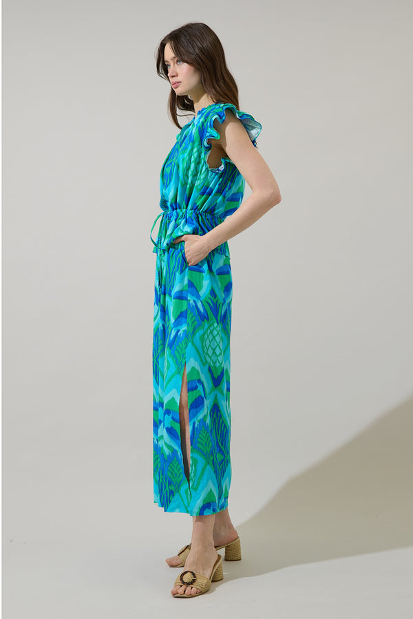Sugarlips Blissy Tropical Astra Ruffle Maxi Dress