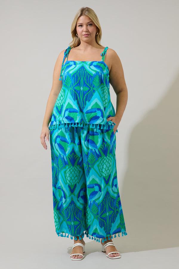 Sugarlips Blissy Tropical Hanie Flare Pants Curve