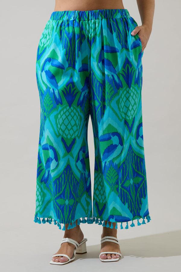 sugarlips Blissy Tropical Hanie Flare Pants Curve