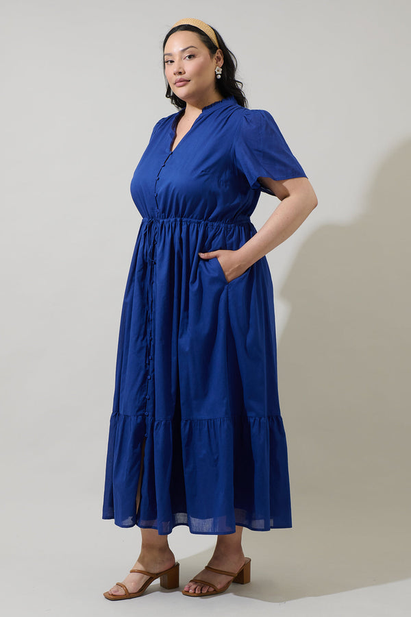 Sugarlips Bluebell Button Down Maxi Dress Curve