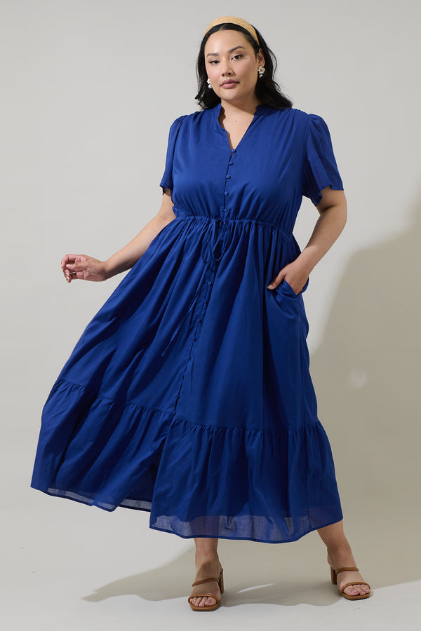Sugarlips Bluebell Button Down Maxi Dress Curve