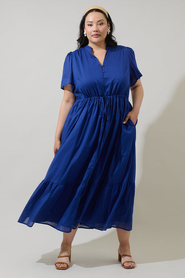 sugarlips Bluebell Button Down Maxi Dress Curve