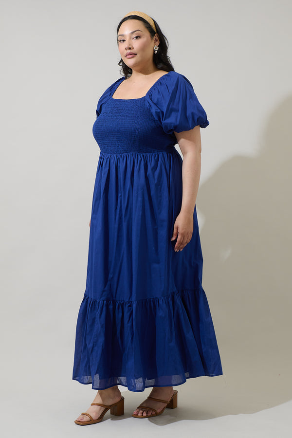 Sugarlips Bluebell Smocked Maxi Dress Curve