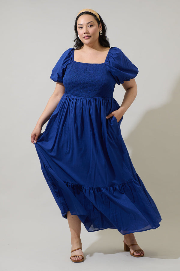 sugarlips Bluebell Smocked Maxi Dress Curve