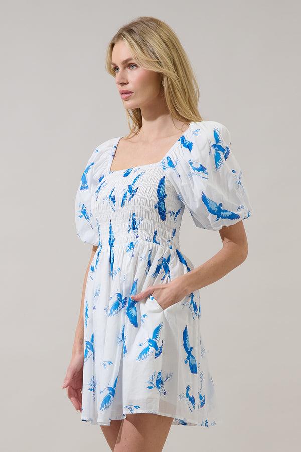 Sugarlips Bluebird Hailie Smocked Mini Dress