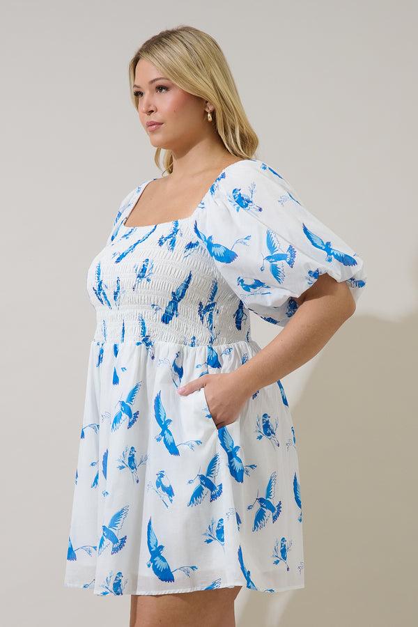 Sugarlips Bluebird Hailie Smocked Mini Dress Curve
