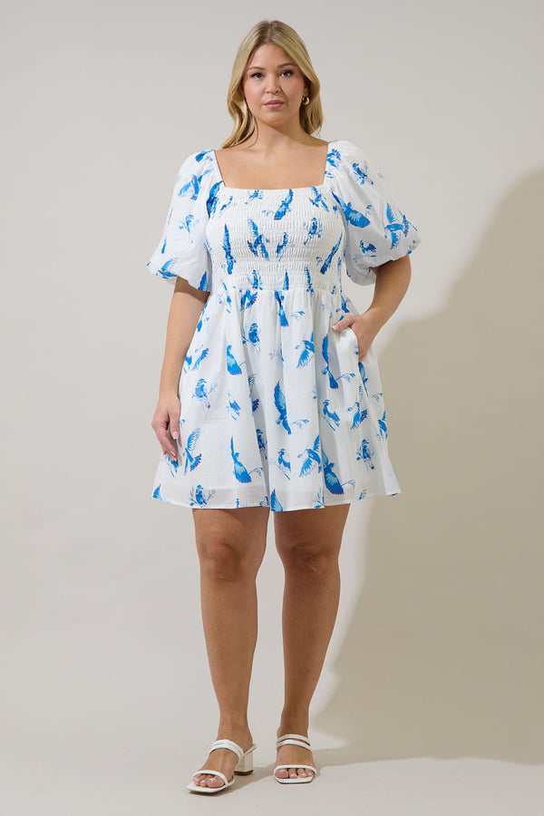 Sugarlips Bluebird Hailie Smocked Mini Dress Curve