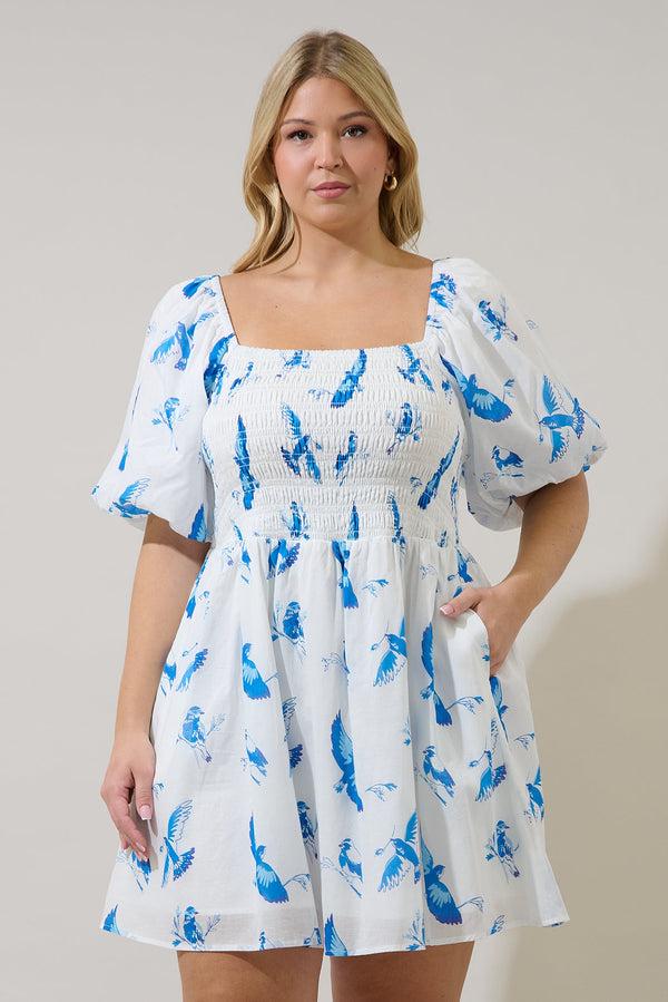 sugarlips Bluebird Hailie Smocked Mini Dress Curve