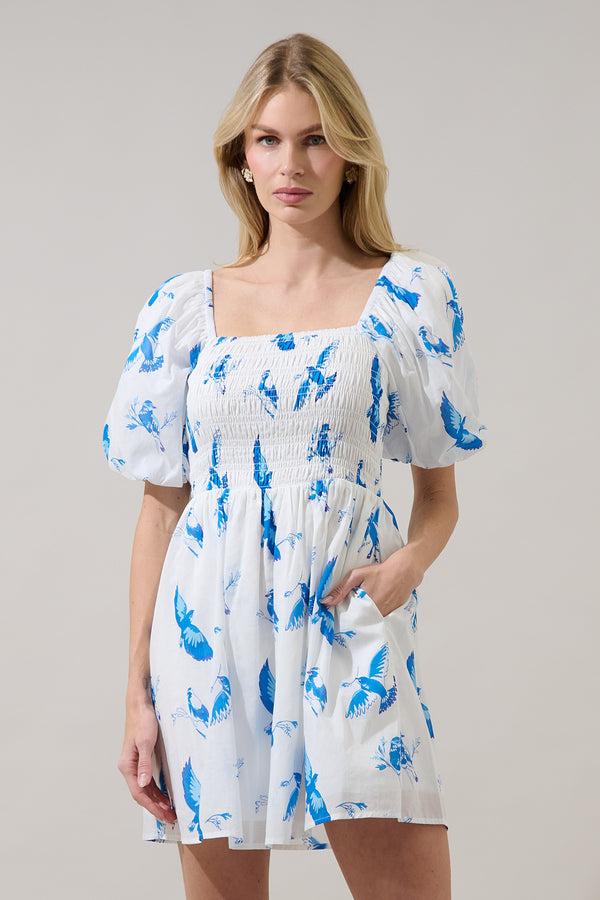 sugarlips Bluebird Hailie Smocked Mini Dress