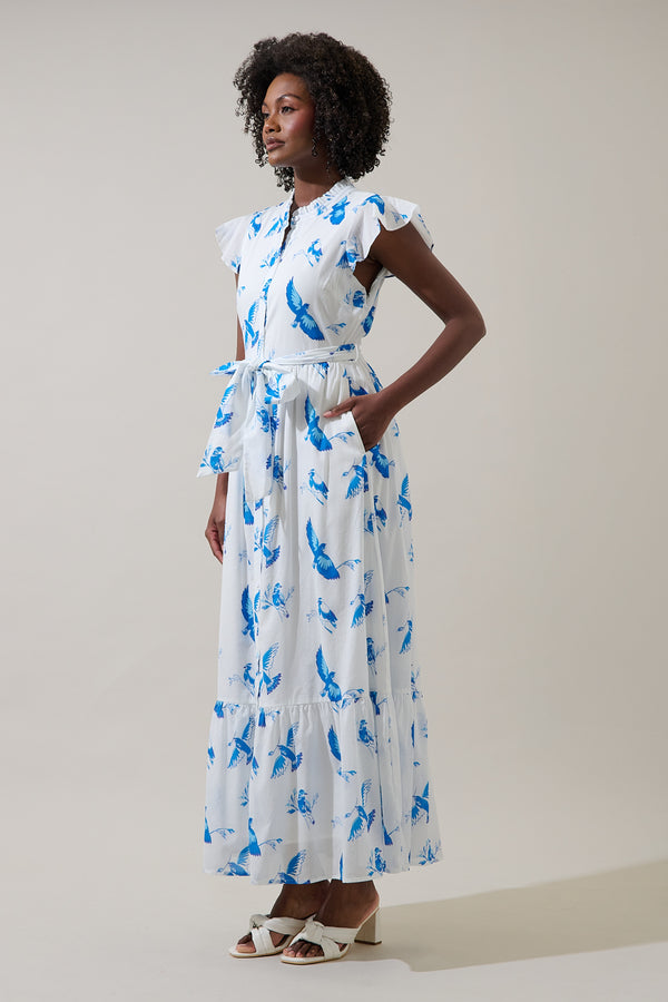 Sugarlips Bluebird Riah Button Down Maxi Dress