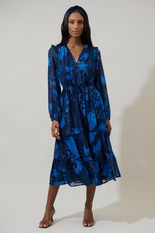 Sugarlips Bluford Floral Kristen Tiered Midi Dress