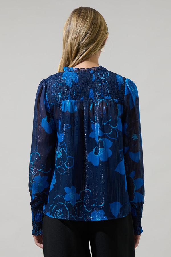Sugarlips Bluford Floral Verona Split Neck Blouse