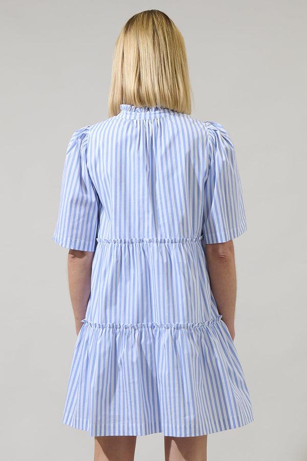 Sugarlips Boe Striped Dixie Split Neck Shift Dress